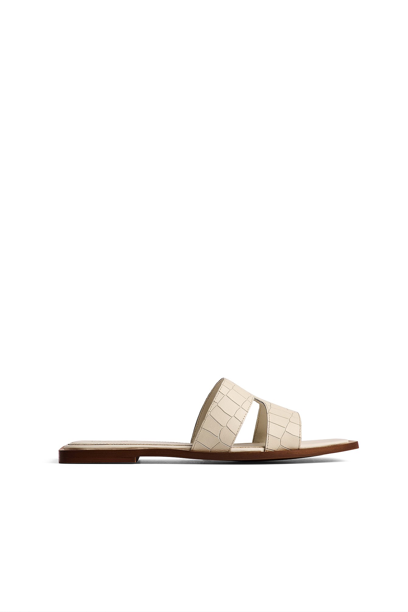 Offwhite Cut Out Leather Slippers