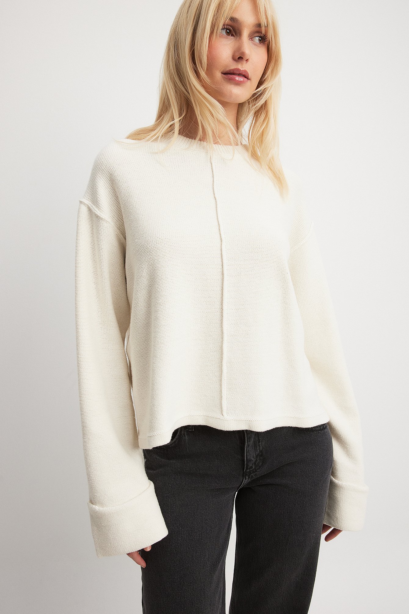 Folded Sleeve Knitted Sweater