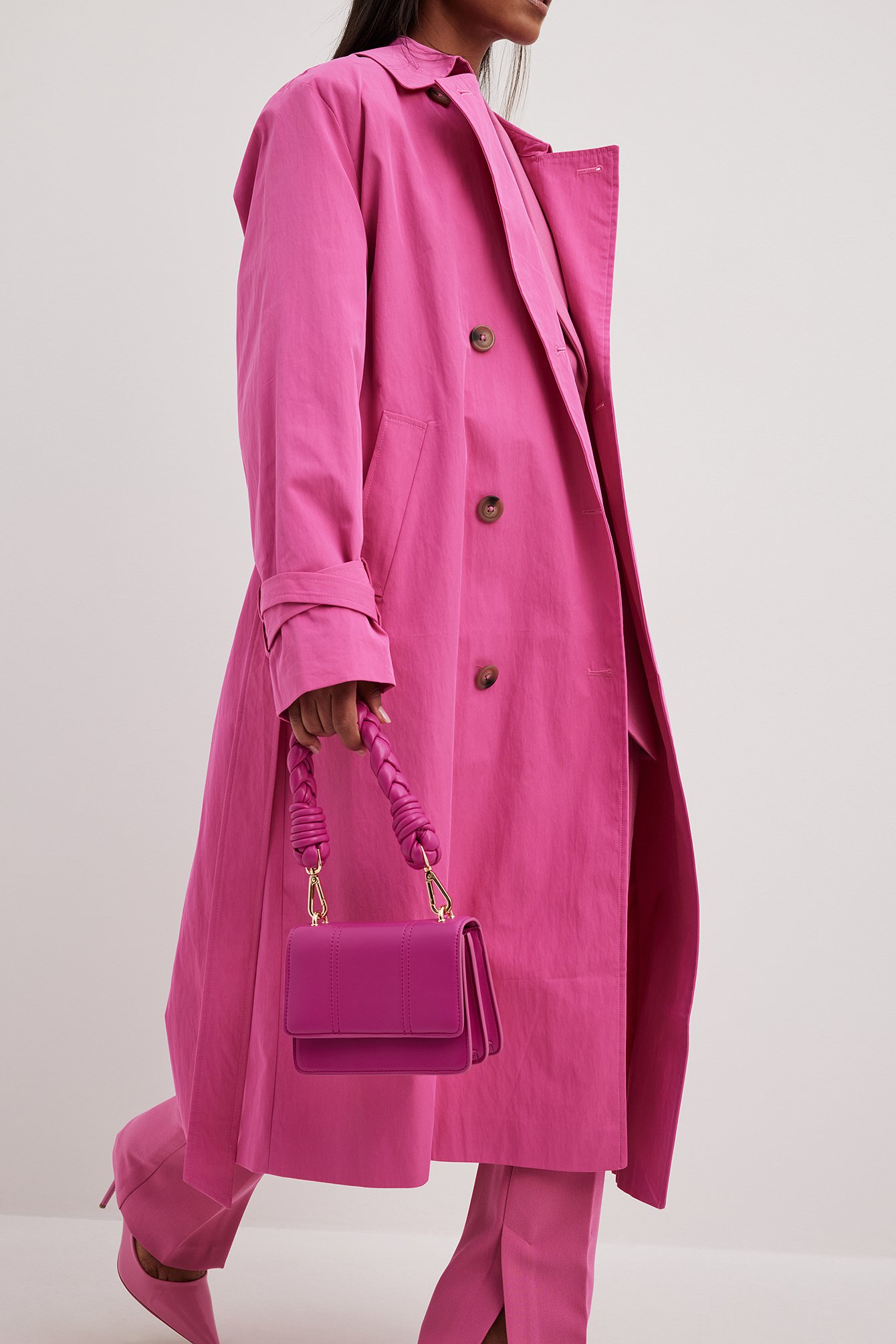 Pink Double Buttoned Trenchcoat