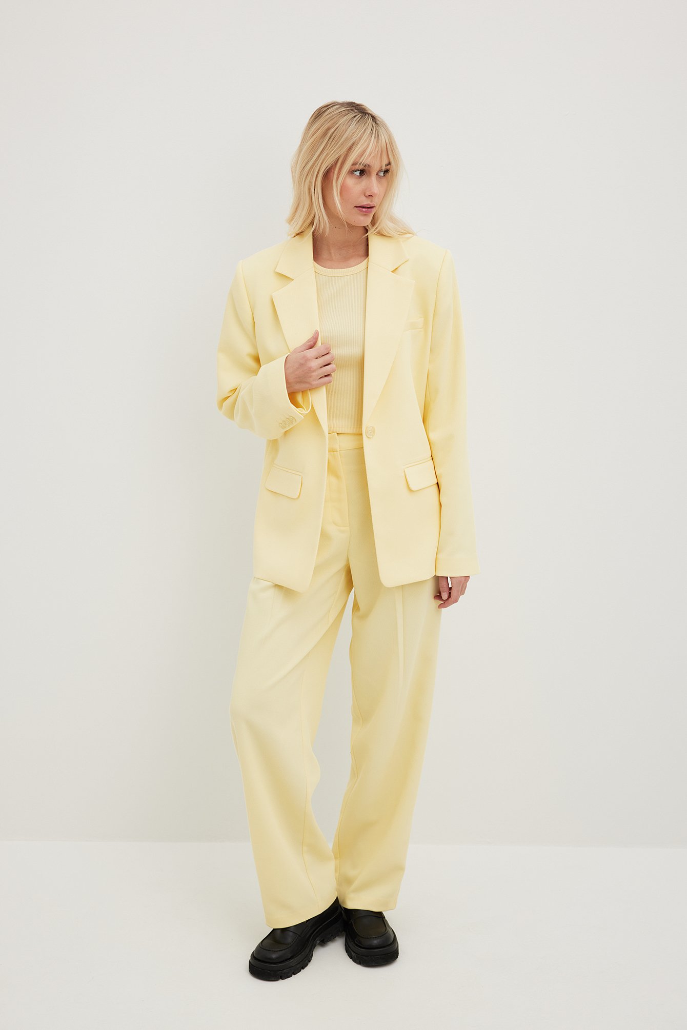 Yellow High Waisted Suit Trousers