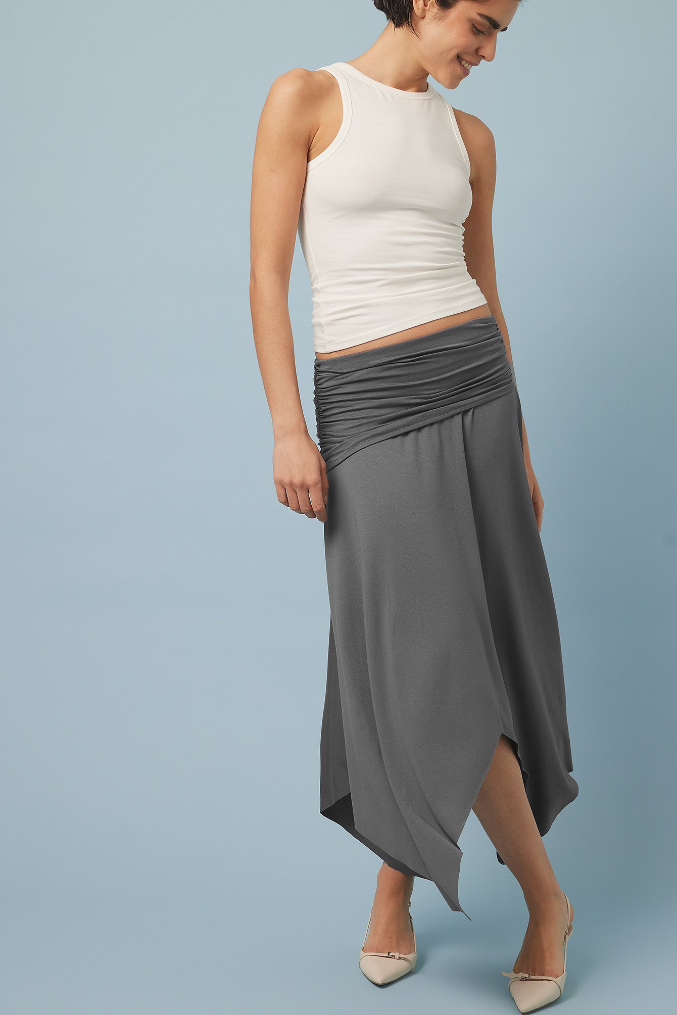 Dark Grey Soft Line Handkerchief Skirt