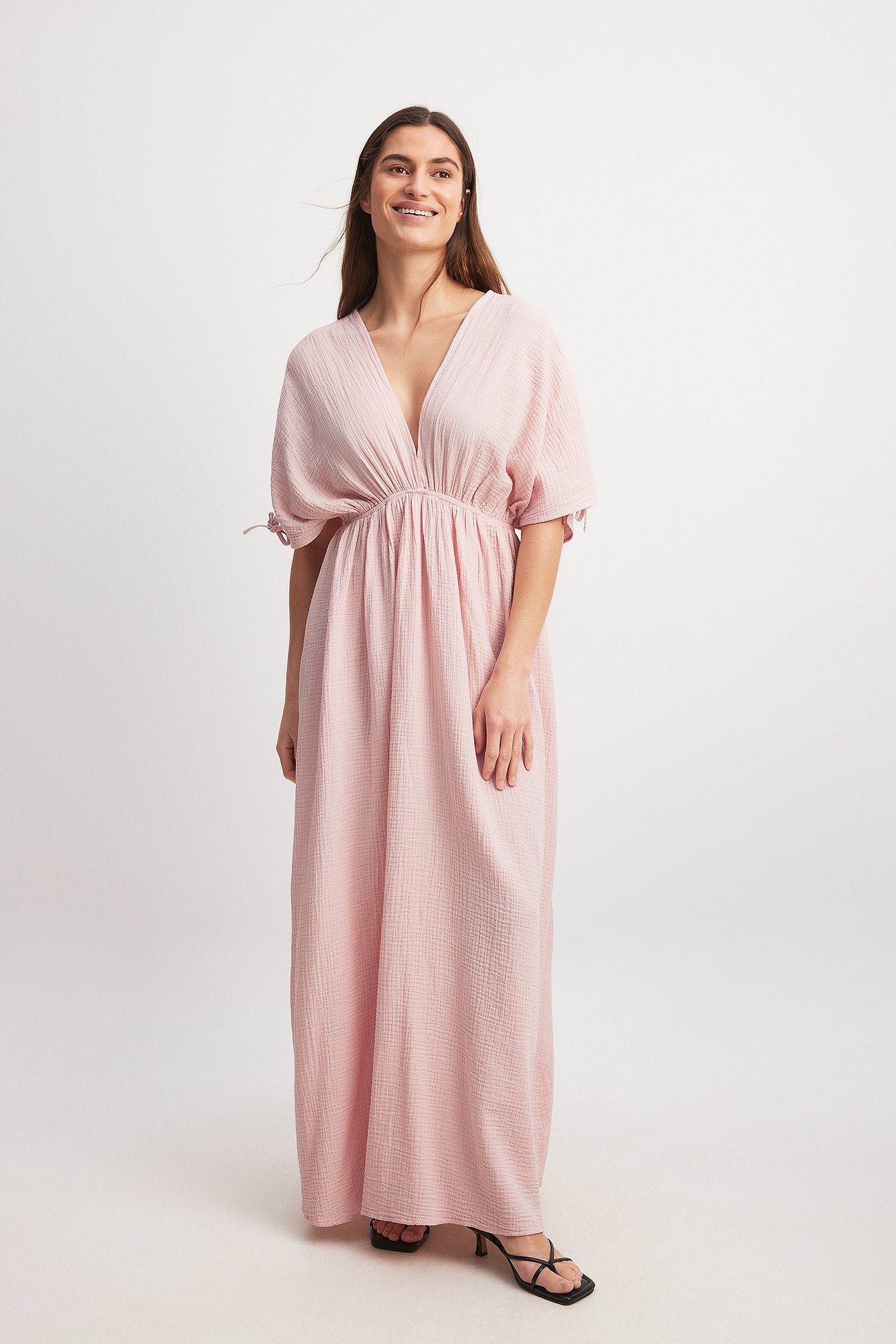 Dusty Rose V-neck Front and Back Maxi Dress
